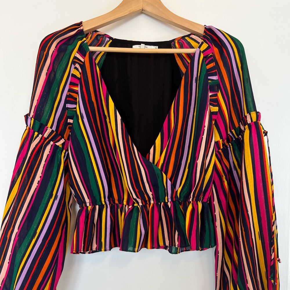 Tularosa Balloon Sleeve Multi-colored Top